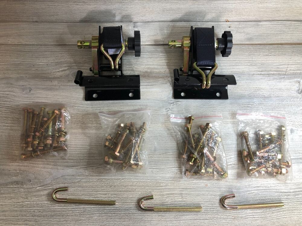 Ladder Rack Ratchet Tie Down Tube Mount w/Double J Hooks Set of 2
